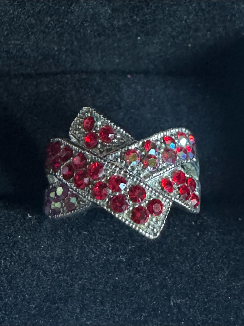 Vintage Red Crossover Statement Ring Stamped 800. See Below as per AI. Untested